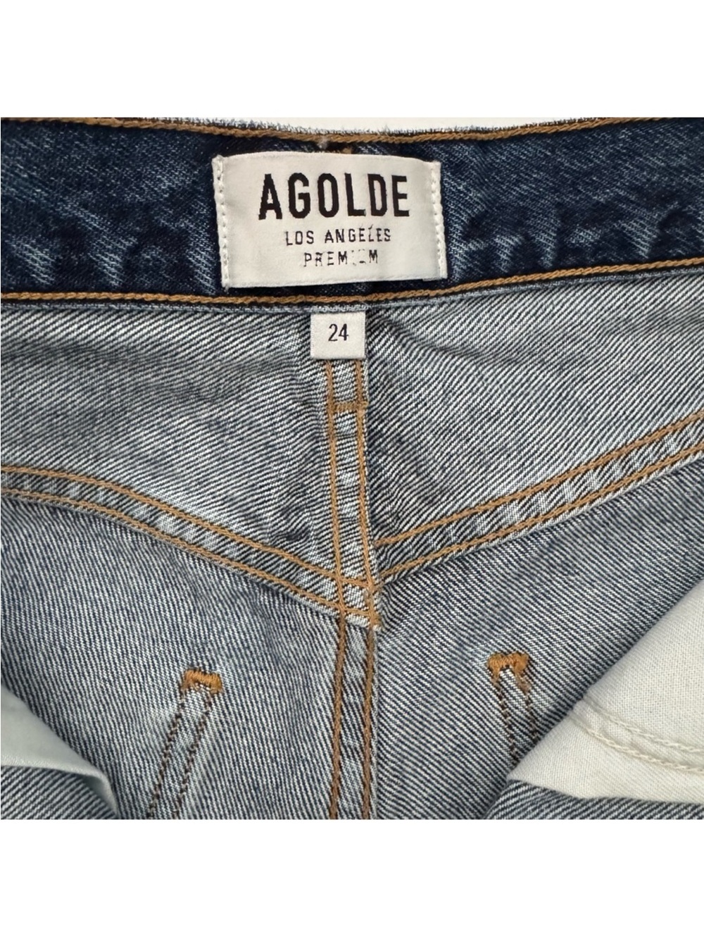 AGOLDE High Rise Distressed Cutoff Denim Shorts Button Fly Size 24 - Picture 4 of 9
